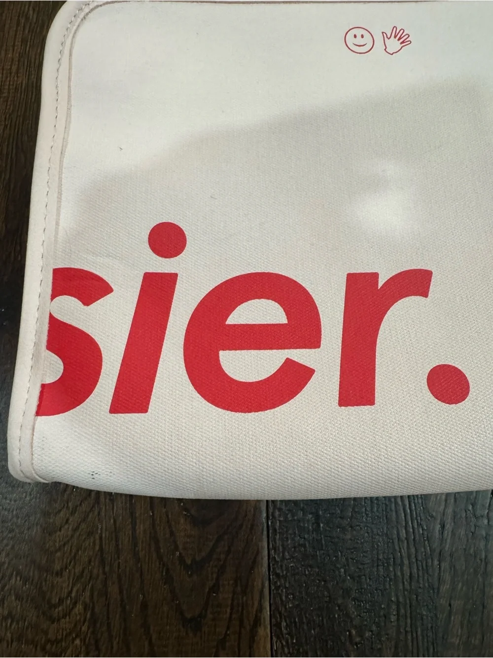 Glossier Pink Beauty Bag Cosmetic Pouch with Red Logo
